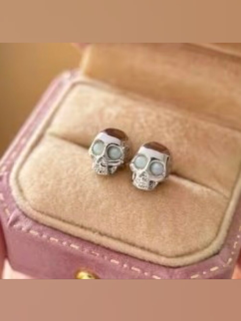 $8 Each Or Bundle 5/$20 Silver Skull Stud Earrings With Opal Eyes